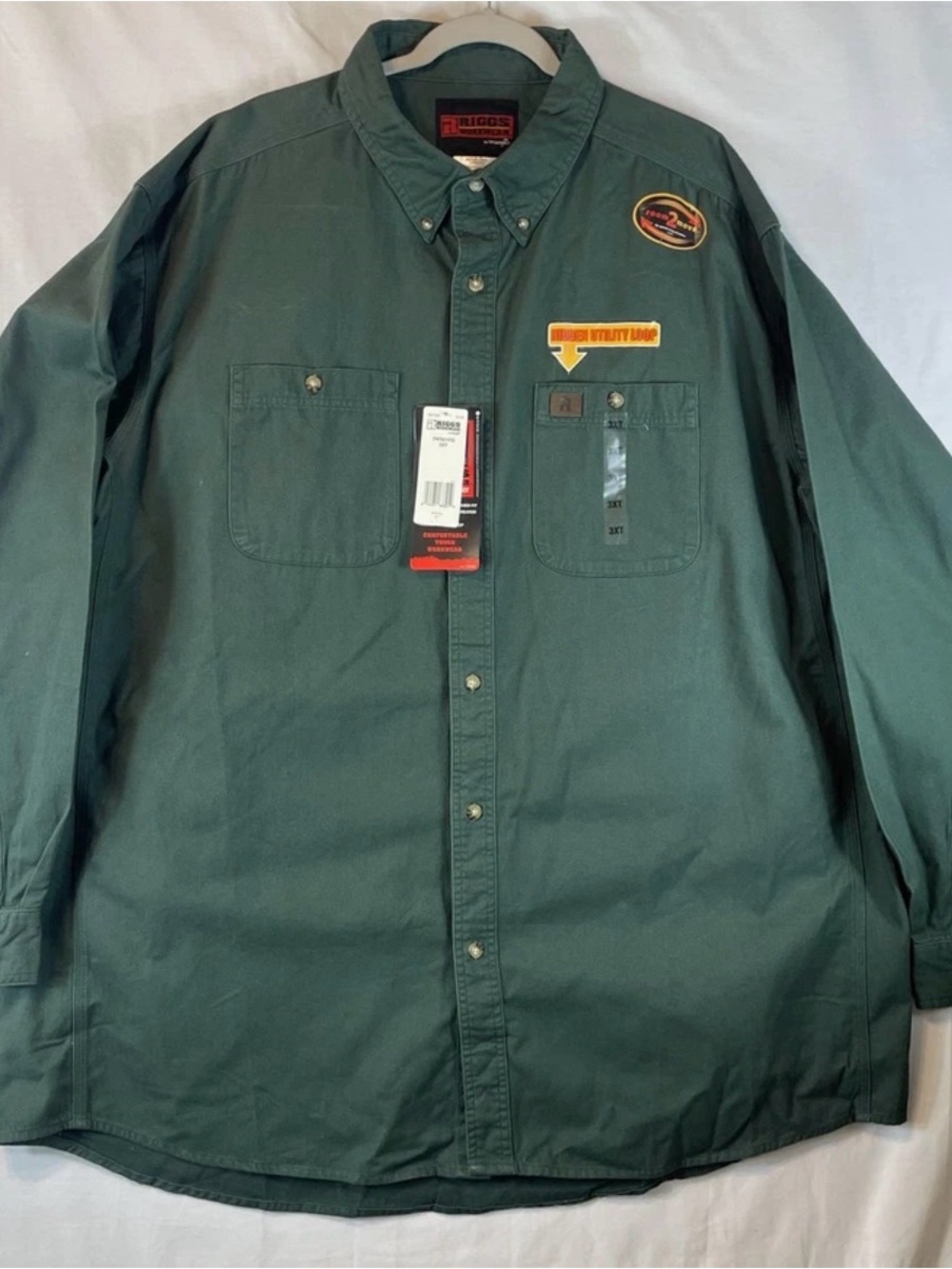 Wrangler Green Utility Work Shirt with Brand Tag